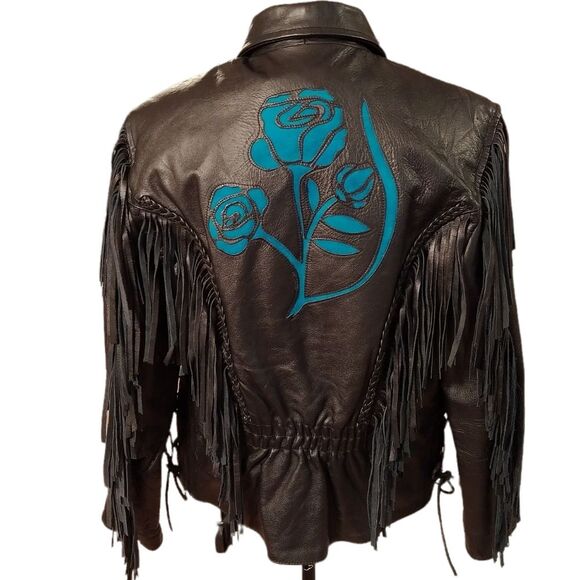 Vintage Shaf Thinsulate Leather Western Fringe Riding Jacket - Picture 2 of 13